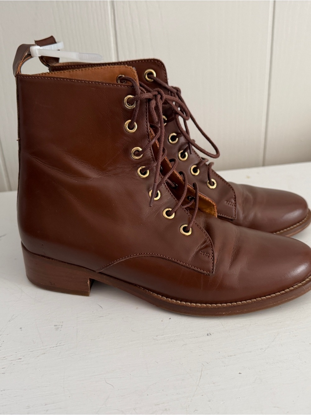 Bobbie’s Paris Brown Leather Lace-Up Ankle Boots for Women Size 38 - Picture 3 of 8